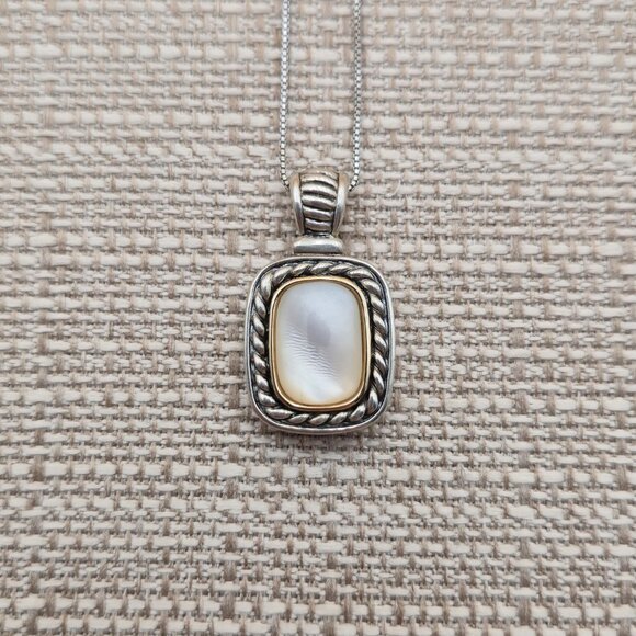 18 Inch Sterling Silver And 14kt Accent Mother Of Pearl Necklace A5550 - Picture 4 of 9